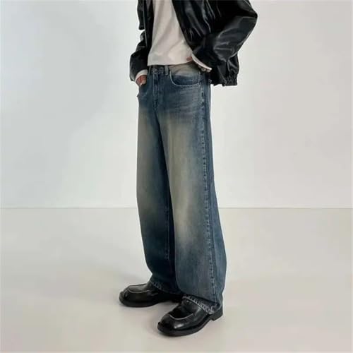 Men Jeans Pants Korean Loose Straight High Street Wide Leg Denim Trousers3