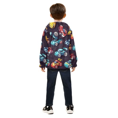 Racing Car Girls Fleece Jacket Girls Fall Jacket Girls Zip Up Hoodie Girls Sherpa Jacket 2-10T4