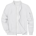 KEFITEVD Men Casual Lightweight Jacket Summer Thin Baseball Jackets with Multi Pockets,White,S