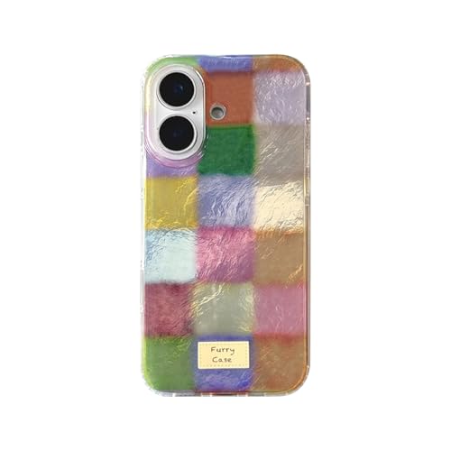Reownest Custodia per iPhone 17, Cover Morbida con Motivo a Scacchi Colorato Dopamine, Design Estetico Carino, Antigraffio e Antiurto, per Ragazze e Donneb -Colorato