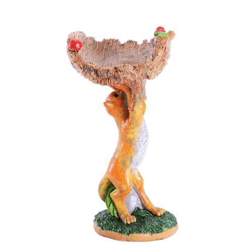 Samuliy Comederos para pájaros para exteriores – Comedero de colibrí grande para pájaros, baños para pájaros al aire libre, cuenco de alimentación de pájaros en forma de zorro, decoración de jardín,