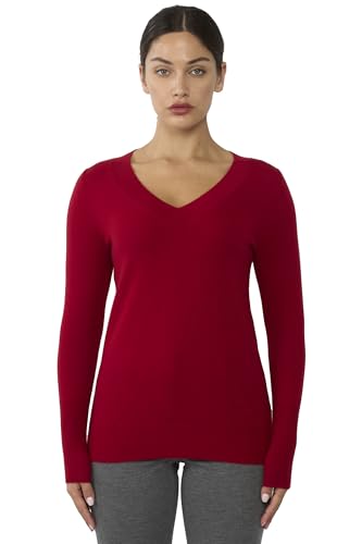 Image of JENNIE LIU Women's 100% Pure Cashmere Long Sleeve Ava V Neck Pullover Sweater