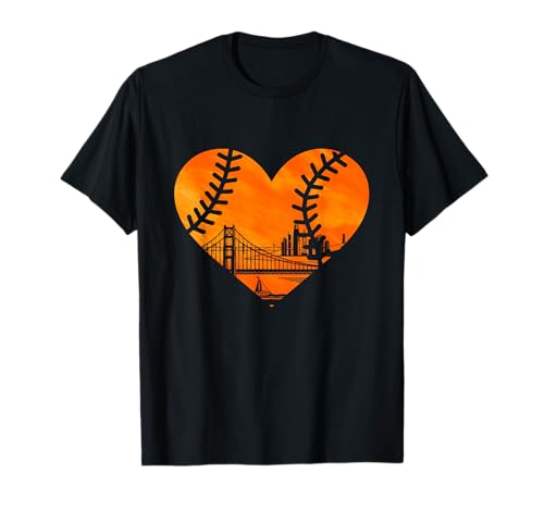 US State San Francisco Baseball Vintage Heart T-Shirt