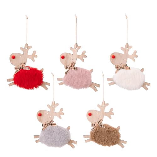 HERZONE 5pcs Weihnachtsbaum Elch Anhänger Weihnachtsanhänger Deko...