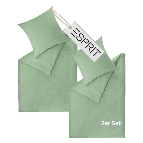 Esprit Home Premium Bettwäsche 135x200 Baumwolle 4teilig Grün -...