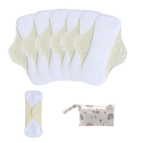 Image of Washable Sanitary Napkins,Reusable Sanitary Pads,Heavy Incontinence Pads,Sanitary Napkin Set,7pcs /Set,Pack of 6+3 Storage Bag,Suitable for Heavy Menstrual Flow,Incontinence Patients