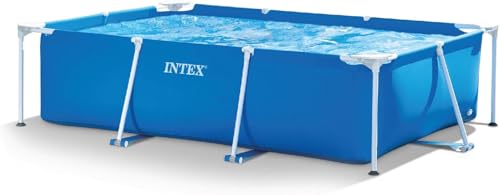 INTEX Rectangular Frame 9 ft 10 in x 6 ft 6.75 in x 29.5 in Above Ground Pool, Swimming Pool with Steel Frame, Pump Not Included