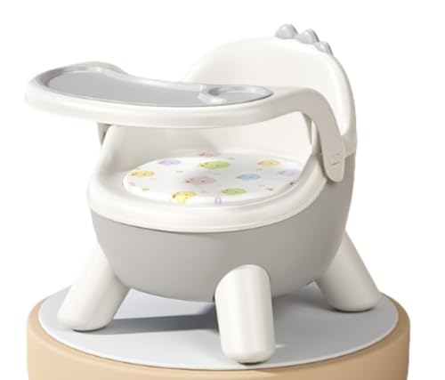 SIzlaho ベビーダイニングチェア、背もたれ付きの幼児用スツール、ロースタイル、取り外し可能、折りたたみ可能、トレイ付き、組み立て簡単、軽量で持ち運び簡単、6ヶ月から5歳までに適しています (グレー,ディナートレイ+お手入れ簡単ディナートレイ【PVCク