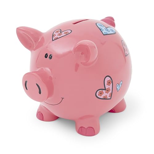 Tirelire cochon avec coeurs grand modèle pour stocker vos pièces sans casser