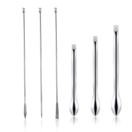 6 Stück Spatel Labor, Laborlöffel Edelstahl Mikro Löffelspatel Lab Scoop Lab Micro Reagent Scoop Probenahme Spatel Lab Spatulas für Pulver Gel Kappen Füller