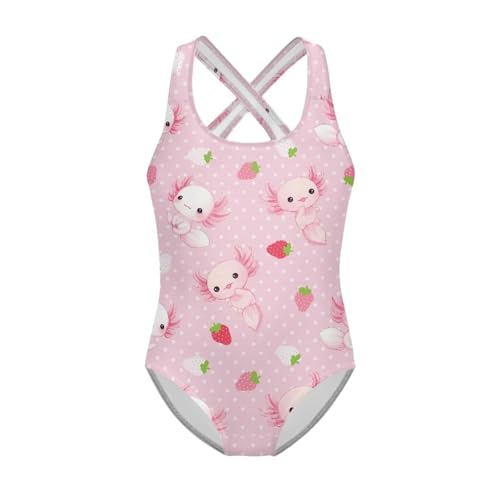 Image of Girls One Piece Bathing Suit,Slim-Fit Ruffle Strap Swimsuit with Adjustable Strap Quick Dry Summer Beach Swim Suit