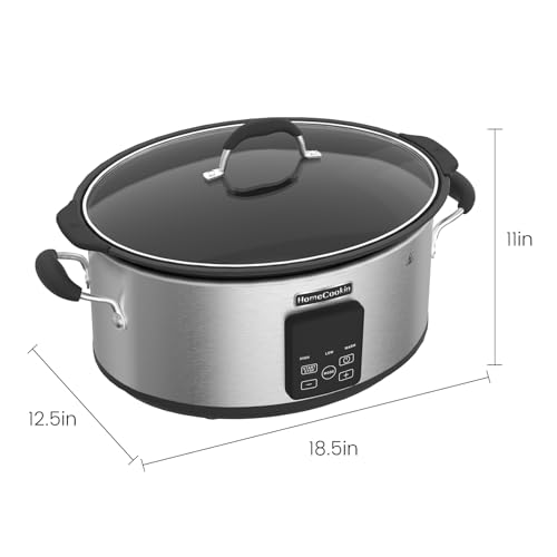 Image of HOMECOOKIN Slow Cooker, Extra Large 10 Quart Programmable Slow Cookers, Dishwasher Safe Glass Lid & Crock, Kitchen Appliance for Families and Gatherings,Stainless Steel