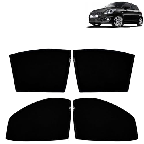 Image of KINGSWAY Car Sun Shade Curtains Only Compatible with Maruti Suzuki Swift (2011 to 2017) | Z-Black Fix-Type (Non-Magnetic) | UV & Heat Protection | Pack of 4 Pcs