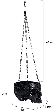 31oX+8B60rL._AC_ GUTE Hanging Skeleton Planter and Halloween Candy Bowl, Skull Flower Pot with Metal Chain and Hook, 6 Inch Tall, Scary Skulls, Houseplants and Servers, Succulent Plants,