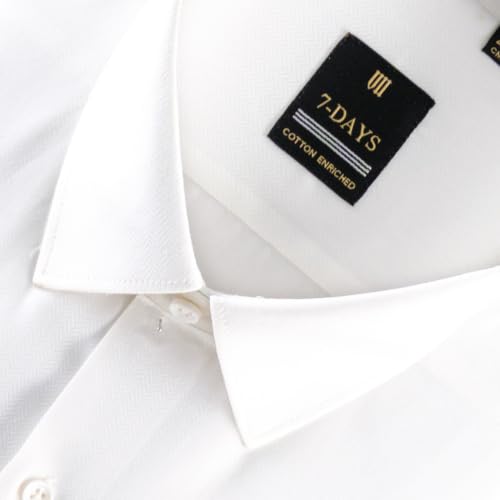 Image of 7-DAYS Premium Men's Formal Shirts - Cotton Rich, Textured Self-Design, Full Sleeve, Regular Fit, Wrinkle Resistant, with Pocket - Perfect for Office