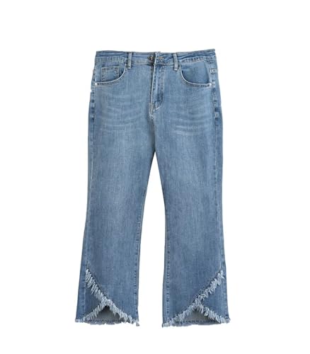 FTIMILD Womens Fashion Forward Ripped & Distressed Denim Jeans Stretch Tassel Fringe Cropped Denim Pants with Frayed Hem3