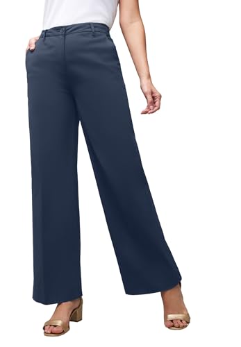 Jessica London Women's Plus Size Stretch Cotton Chino Wide-Leg Trouser