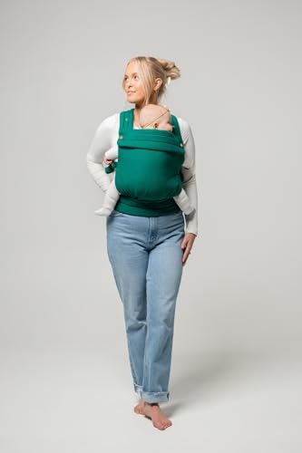 Mabē Monarch Ergonomic Baby Carrier – Premium Cotton Soft Structured Newborn to Toddler Carrier with Hip-Healthy Design, 3 Carry Positions (7-35lbs), Lightweight & Breathable, (Evergreen)