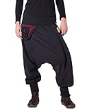 Vishes - Alternative Bekleidung - Warme Thermo Haremshose aus Fleece mit Tasche Schwarz-Rot