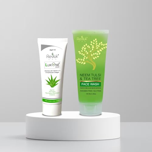 Image of Skin Care Combo - Lukone Aloe Vera Cream 60g and Neem Tulsi Tea Tree Face Wash 100ml, Natural Herbal Care for All Skin Types