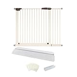 【RAKU】 ベビーゲート 3.5cm柵間隔 取付幅62.5-166cm選択可 ウォールセーバー付き オートクローズ 穴開け不要 突っ張りタイプ ペットゲート ドア付き 扉自動開閉 前後90度開閉 拡張フレーム付き 高さ76cm(96.5～106cm（高さ76cm）)