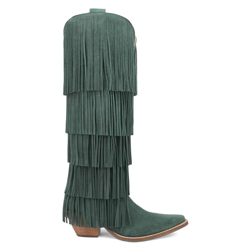 Dingo Womens Wild Child Fringe Snip Toe Pull On Casual Boots Over the Knee Mid Heel 2-3