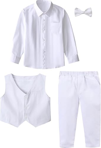 Image of A&J DESIGN 4pcs Baby & Toddler Suit, 12 Months - 5T, Shirt & Pants & Vest & Bow Tie