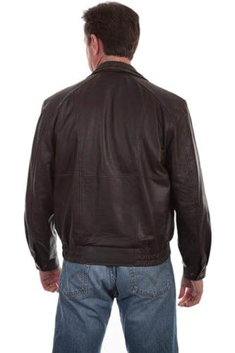 Image of Scully Men's Chocolate Leather Rectangle Coat
