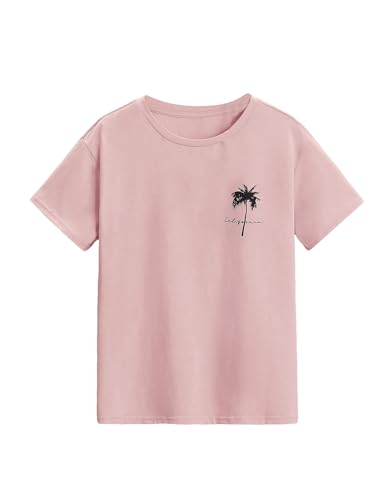 Image of SOLY HUX Boy's Graphic Tees Palm Tree Print Short Sleeve Crew Neck Summer Trendy T-Shirts Clothes for Teen Boys