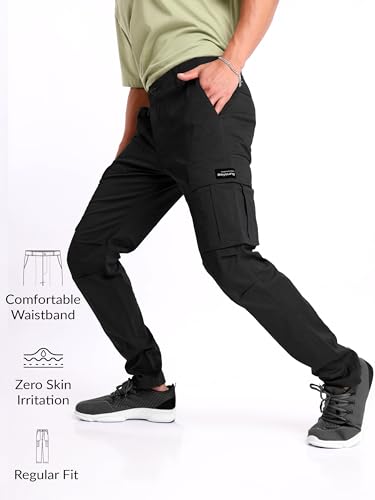Image of Beyoung Cotton Lycra 6 Pocket Regular Fit Cargo Pants for Men | Cargo Trousers for Men