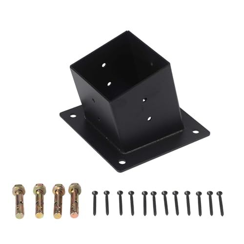 Lawnoval Soportes inclinados para pérgola de techo para montaje en pared para postes de 4 x 4 pulgadas, kit de herramientas de soporte unidireccional de acero al aire libre, color negro
