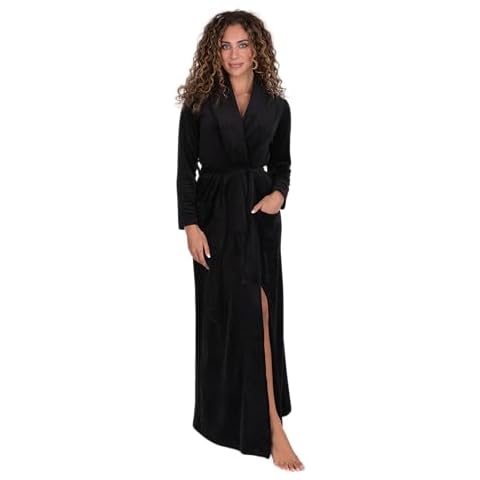 Be Relax Velour Bathrobe for Women-Kimono Style Made of Polyester & Spandex-Soft & Stretchable Robe with Belt & Side Pockets Cover