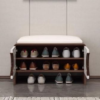 Coussin de banc d'entrée confortable et étagère à chaussures intégrée - 8