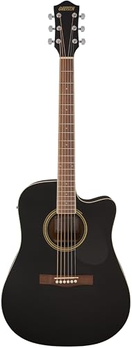 Prelude D100CE Dreadnought Cutaway Acústica/Eléctrico, Diapasón de nogal, Negro