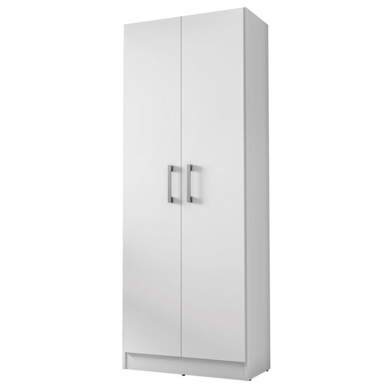 KITS PARANA Armoire 2 Portes Blanche Mutifonctions 5 Niches L 61 H 160.6 P 31.8 cm