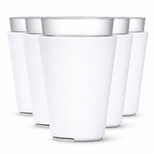 Image of TahoeBay Blank Pint Glass Sleeves, Beer Coolers, 6-Pack, White | Insulating Foam Cooler, 16oz Collapsible Tapered Beverage Holder, Bar Cup Insulator for Transfer Vinyl, HTV, Sublimation, DTF