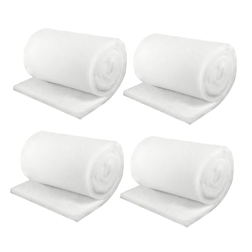 TENGWA 4 Pièces Ouate Aquarium Épais 100 * 12 * 2cm Mousse Filtre Aquarium Mousse Filtrante Filtration Aquarium Blanc Filtre Bassin Convient aux Aquariums et...