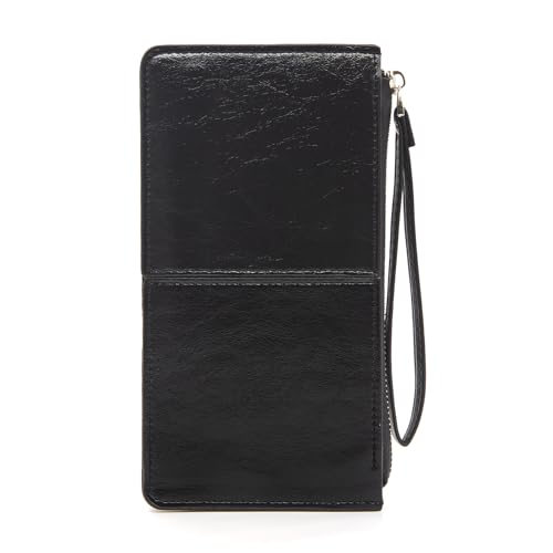 Image of LJCZKA Leather Wristlet Clutch for Women Slim Wristlet Purses Wallet Ladies Handbags Cellphone Credit Card Holder Wallet with RFID Protection (Black)