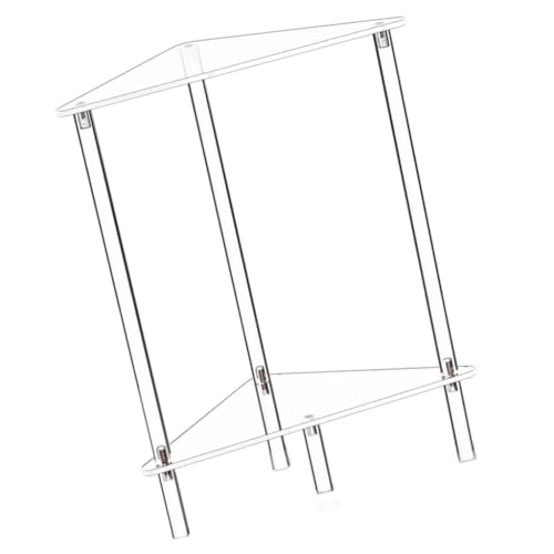 Estante triangular de baño acrílico de 2 niveles para organizar esquinas sin ocupar espacio 2