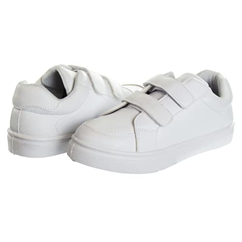 Image of French Toast Boys Girls Shoes -Unisex Athletic Casual Dress Kids School Uniform Loafer Oxford Canvas Tennis Sneakers (White /Black) (Little Kid /Big Kid)