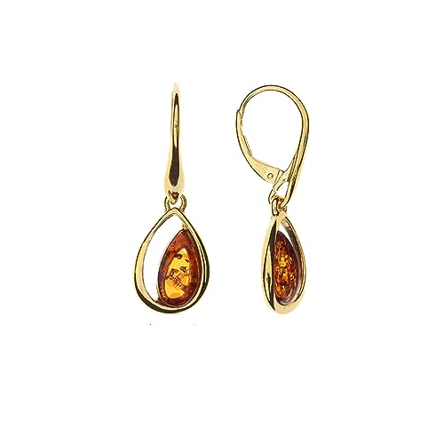 Boucles d'oreilles ambre et argent 925 plaqué or hypoallergéniques et légères