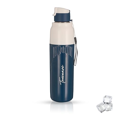Image of Trueware Aqua Snow Double Wall Inner Steel Outer Plastic 750 ML Hot and Cold Water Bottle | BPA Free | Food Grade| Leak Proof | School, Gym,Sports,Office, Travler Bottle