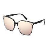 SOJOS Sunglasses for Women Men Vintage Style Shades SJ2157,Black/Rose Gold Mirrored