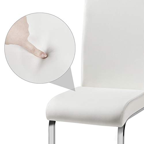 Yaheetech 6Pcs Dining Chairs Armless Side Chairs Modern Kitchen Chairs With Faux Leather Seat, Metal Legs And High Back For Dining Room, Kitchen, Living Room, White #TOP4