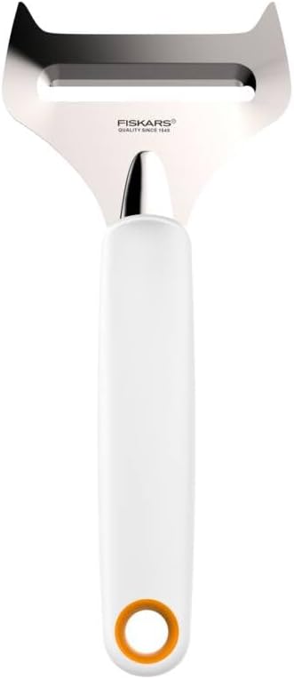 Fiskars Cheese Slicer for Soft Cheese, Stainless Steel/Synthetic Material, Cutting Width: 6 cm, Functional Form, White, 1016128
