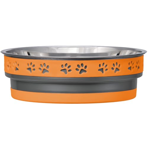 Loving Pets Corsa Dog Bowls- Stainless Steel Dog & Cat Bowls - Spill Proof Dog Food Bowl, Cat Bowl, Puppy Essentials & Pet Supplies Great for Home & Travel (Small 10-20 lbs, Inferno Orange)