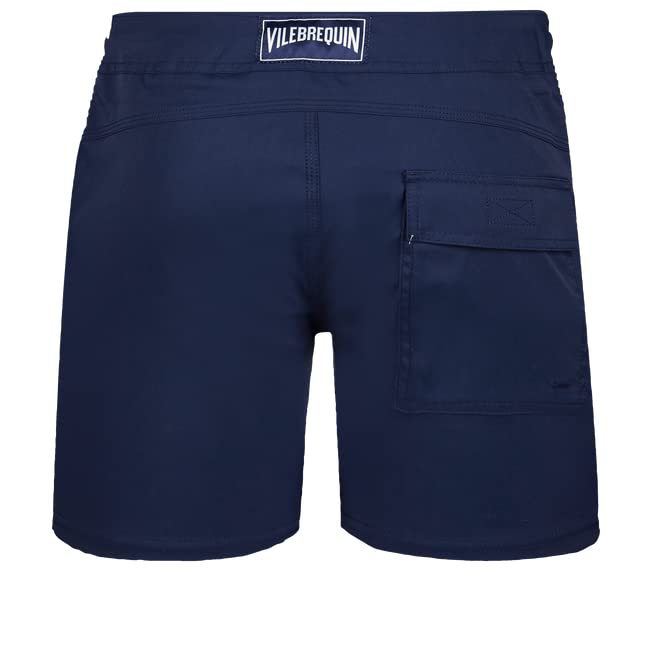 Men Flat Belt Stretch Swim Trunks Solid2