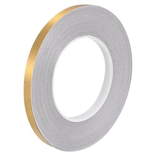 MECCANIXITY Foil Self Adhesive Tile Sticker Decoration Gap Sealing Tape Strip 5/16 Inch x 55 Yards for Wall Floor Ceiling Furniture Edge DIY Home Decor Decal, Gold Tone