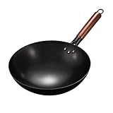 Carbon steel wok pan （12 Inch Round Bottom） Black Steel Wok , Nonstick, Stir fry pan,Chinese wok