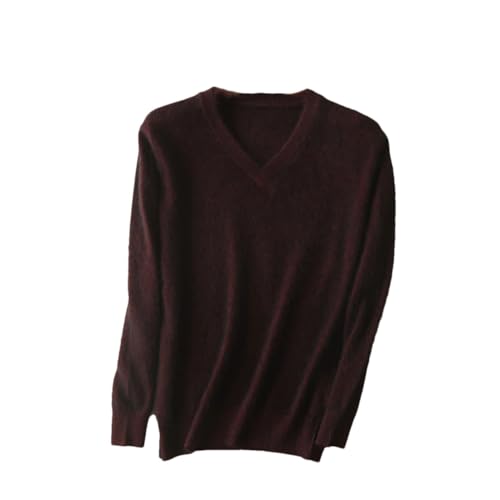 Men's Sweaters Cashmere Solid V-Neck Casual Knit Pullovers Long Sleeve Warm Jumper Tops Sand red S